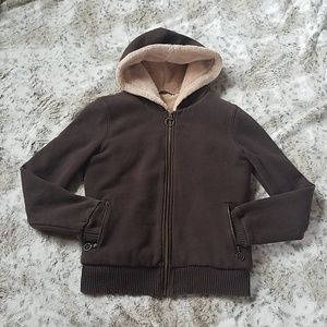 Brown zip up hooded jacket